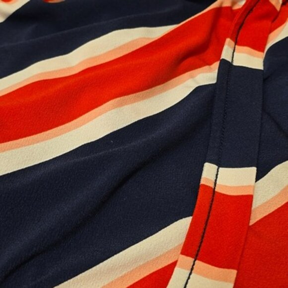 Express Women's Faux Mini Wrap Dress Size Small Navy Blue Red White Sleeveless - Picture 13 of 14